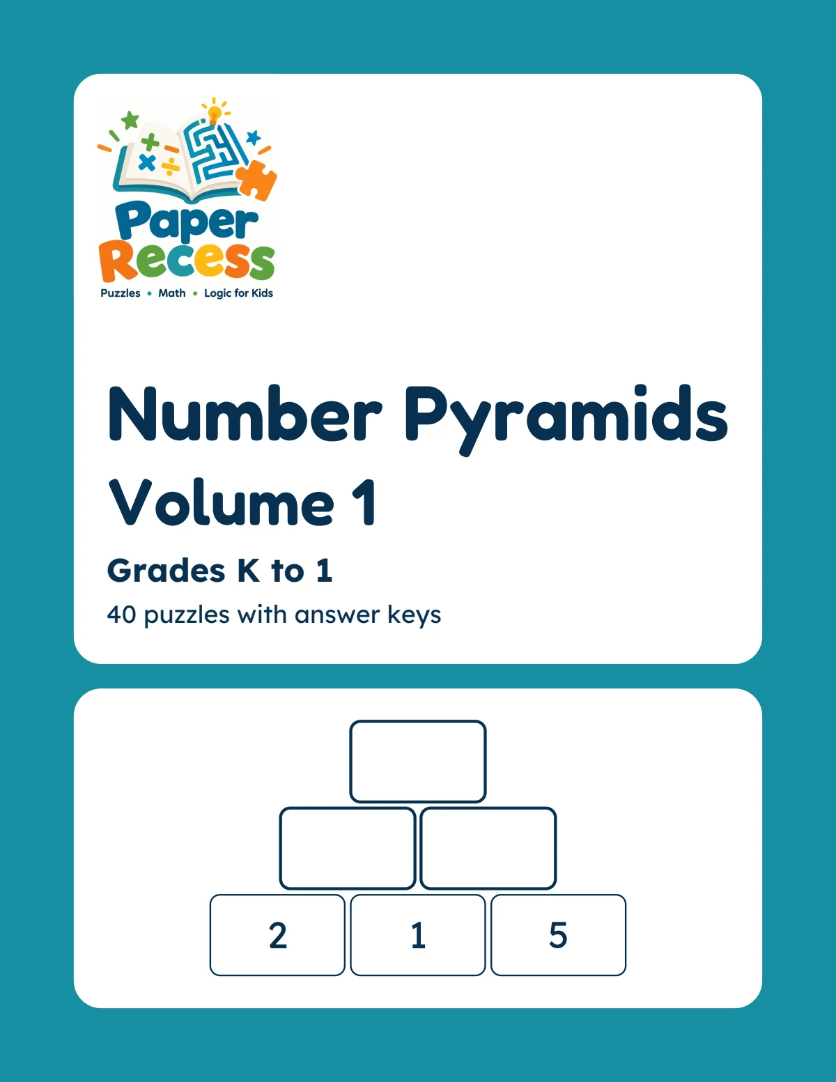 Number Pyramids Volume 1 cover, Grades K to 1