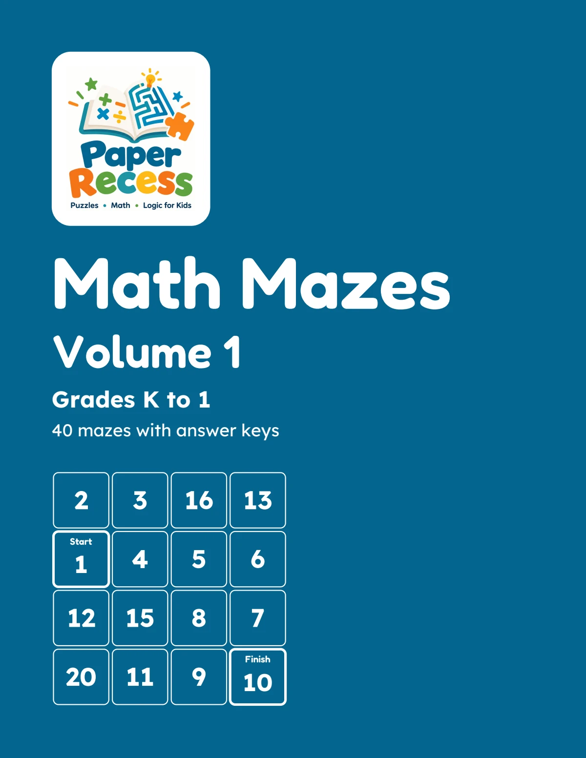 Math Mazes Volume 1 cover, Grades K to 1